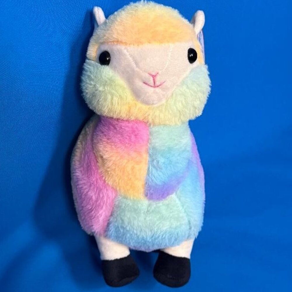 BRAND NEW ADORABLE ALPACA / LLAMA PASTEL RAINBOW / TIE DYE PLUSH STUFFED ANIMAL
